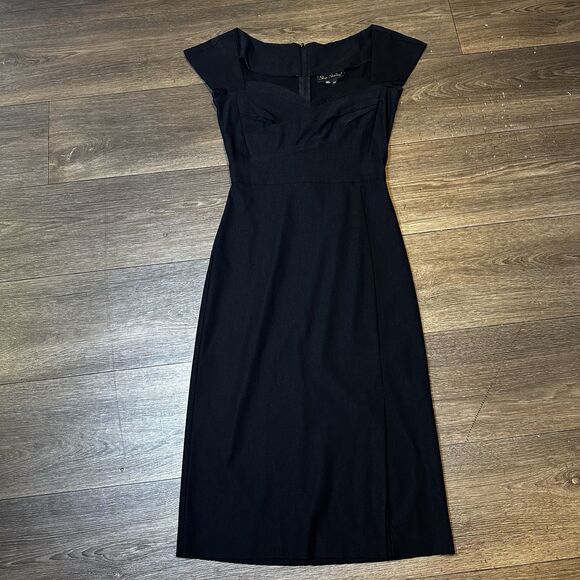 Stop Staring! Black 40’s Inspired Pinup Retro Dress Women’s Size Medium - Picture 4 of 8